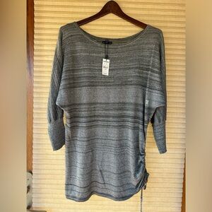 NWT Express Shiny Silver Dolmain Shirt L